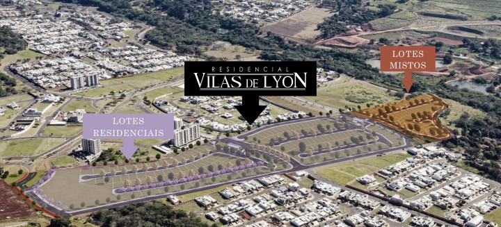 Planta do loteamento Vilas de Lyon - duas ilhas residenciais